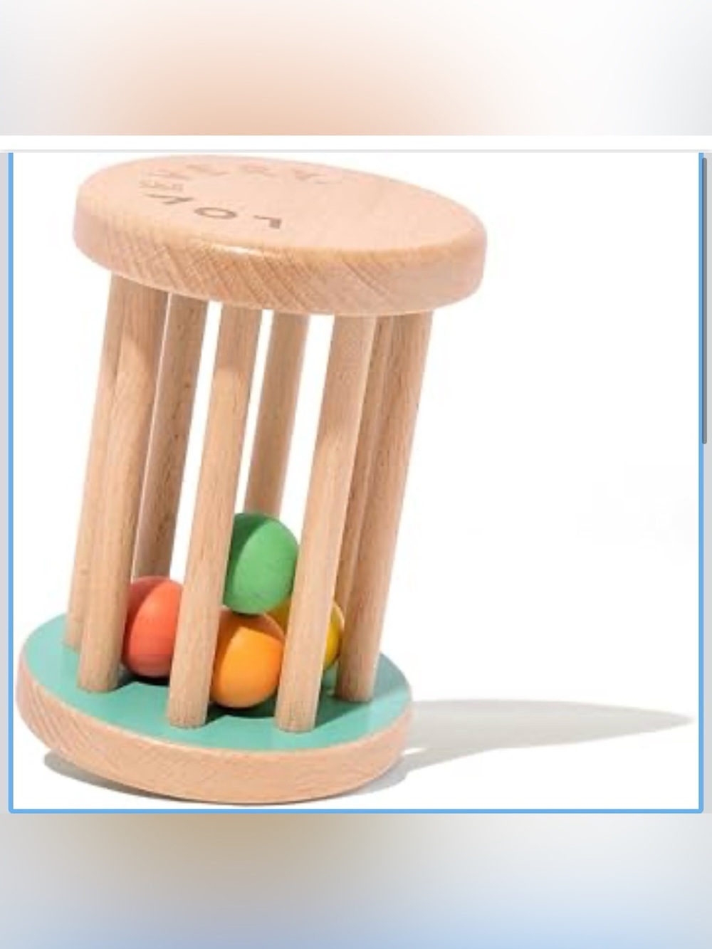 Lovevery, Montessori Rolling Rattle, Baby Rattle Starting at 12 Weeks  Wood toy